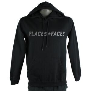 Places + Faces 3M Reflective Spell Out Logo Black Hoodie Womens M lil peep